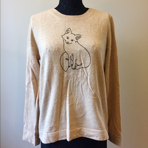 Jcrew Factory Crewneck Fox Sweater 